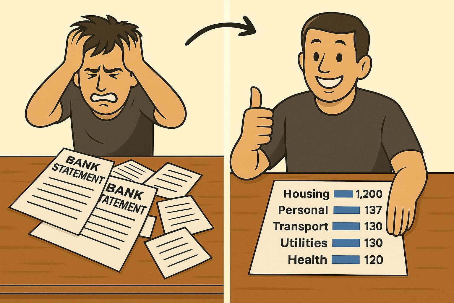 Before and after bank statement analysis